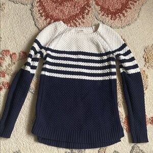 Maison Jules Navy and White Striped Sweater